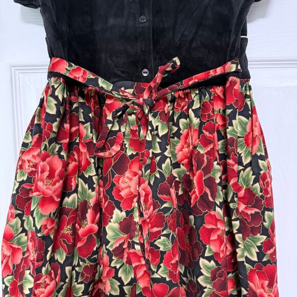 Rebecca Raggs Original Girls Floral Velvet Dress Size 10 - Picture 12 of 13